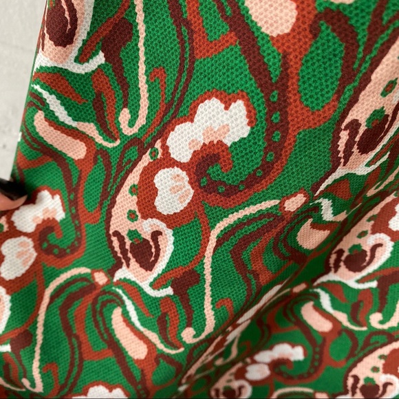 🍃 ZARA GREEN ABSTRACT PRINT FLORAL MOCK NECK SLIT MAXI DRESS! - Picture 10 of 13